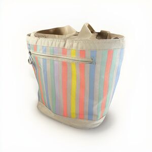 Target Rainbow Striped Tote Bag Pride Large Recycled Polyester Zip Pocket Beach